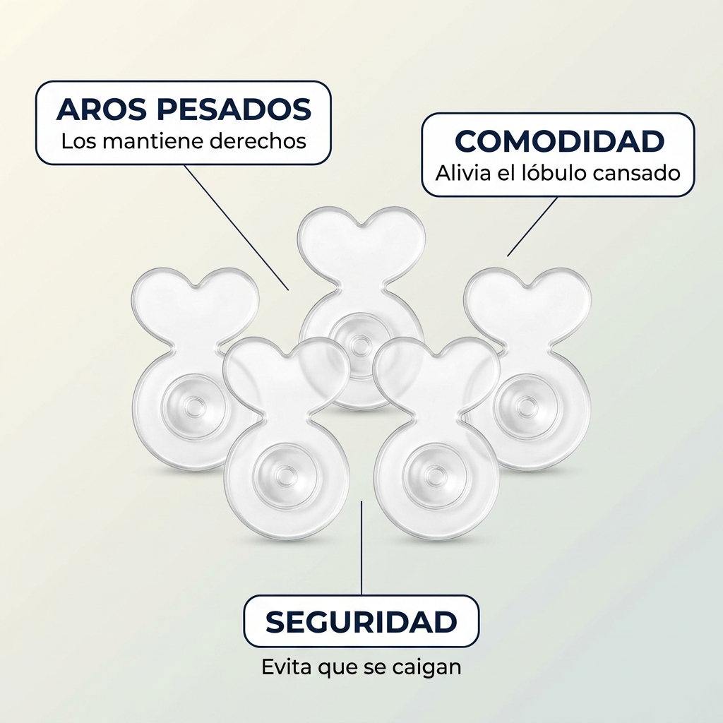 Soportes de Silicona para Aros Pesados – Invisibles y Cómodos