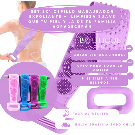 Set 2X1 Cepillo Masajeador Exfoliante