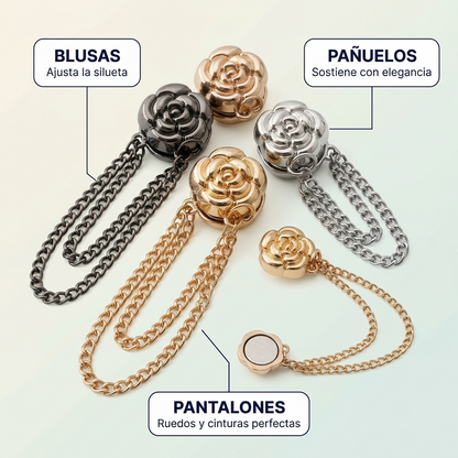 Pinzas Magnéticas Decorativas Flor de Camelia – Ajusta tu Look
