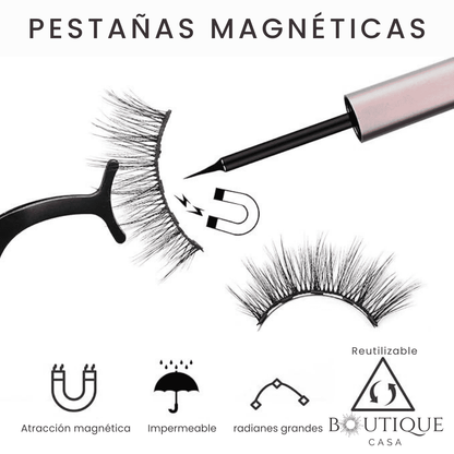 Kit Pestañas Magnéticas Reutilizables x3 + Delineador + Aplicador | MagnaLash™