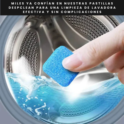 Caja x 12 Pastillas DeepClean - Limpieza automática de lavadoras - Ropa libre de malos olores en 30 minutos
