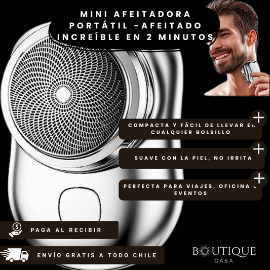 Mini Afeitadora Portátil - Afeitado Rápido en Cualquier Lugar - Luce impecable donde sea en menos de 2 minutos