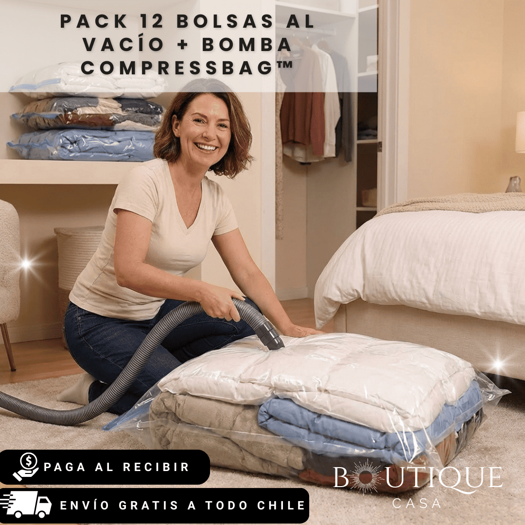 Pack 12 Bolsas al Vacío + Bomba | CompressBag™