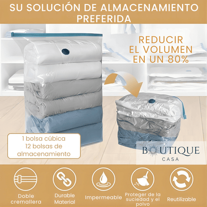 Pack 12 Bolsas al Vacío + Bomba | CompressBag™