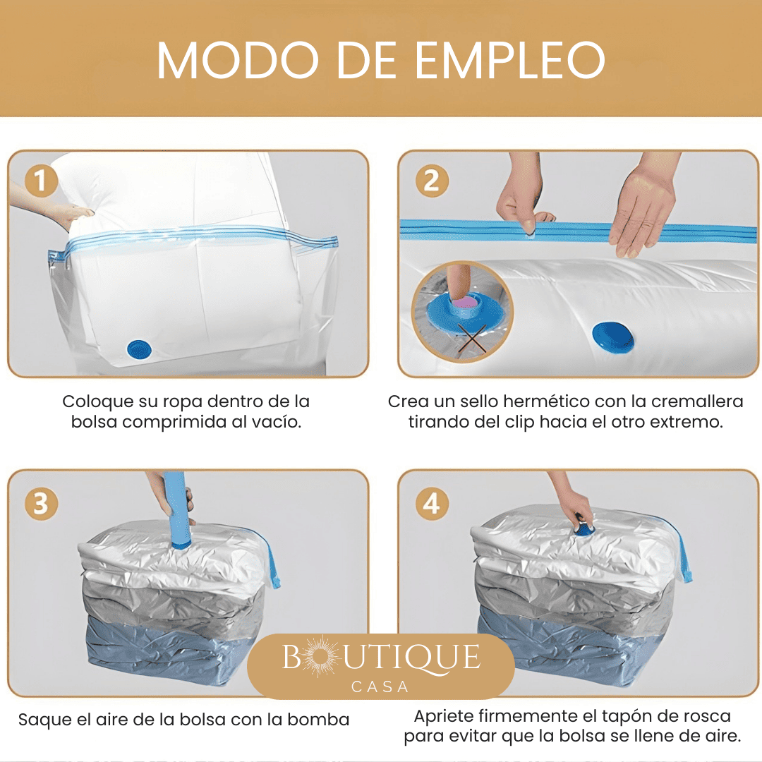 Pack 12 Bolsas al Vacío + Bomba | CompressBag™
