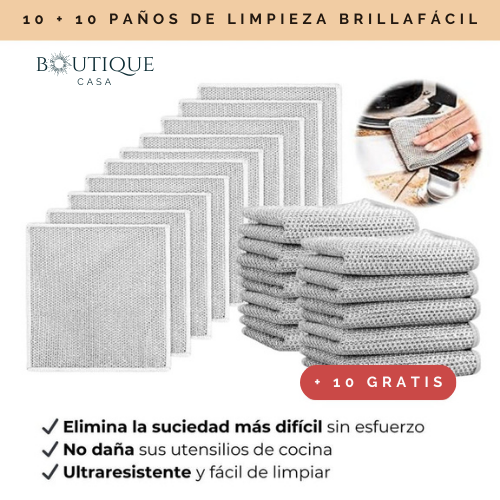 Pack de 10 Paños de Limpieza Multifuncional BrillaFácil + 10 DE REGALO + ENVÍO GRATIS