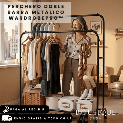 Perchero Doble Barra Metálico | WardrobePro™