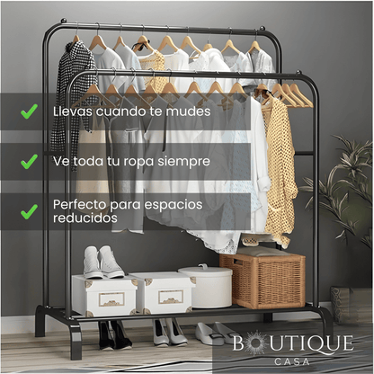 Perchero Doble Barra Metálico | WardrobePro™
