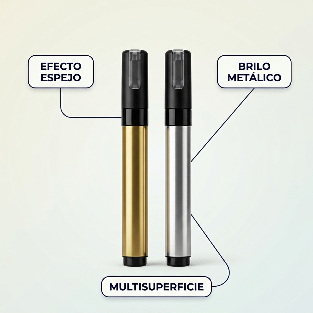 Marcadores Efecto Espejo Cromado – Personaliza Vidrio y Tazas
