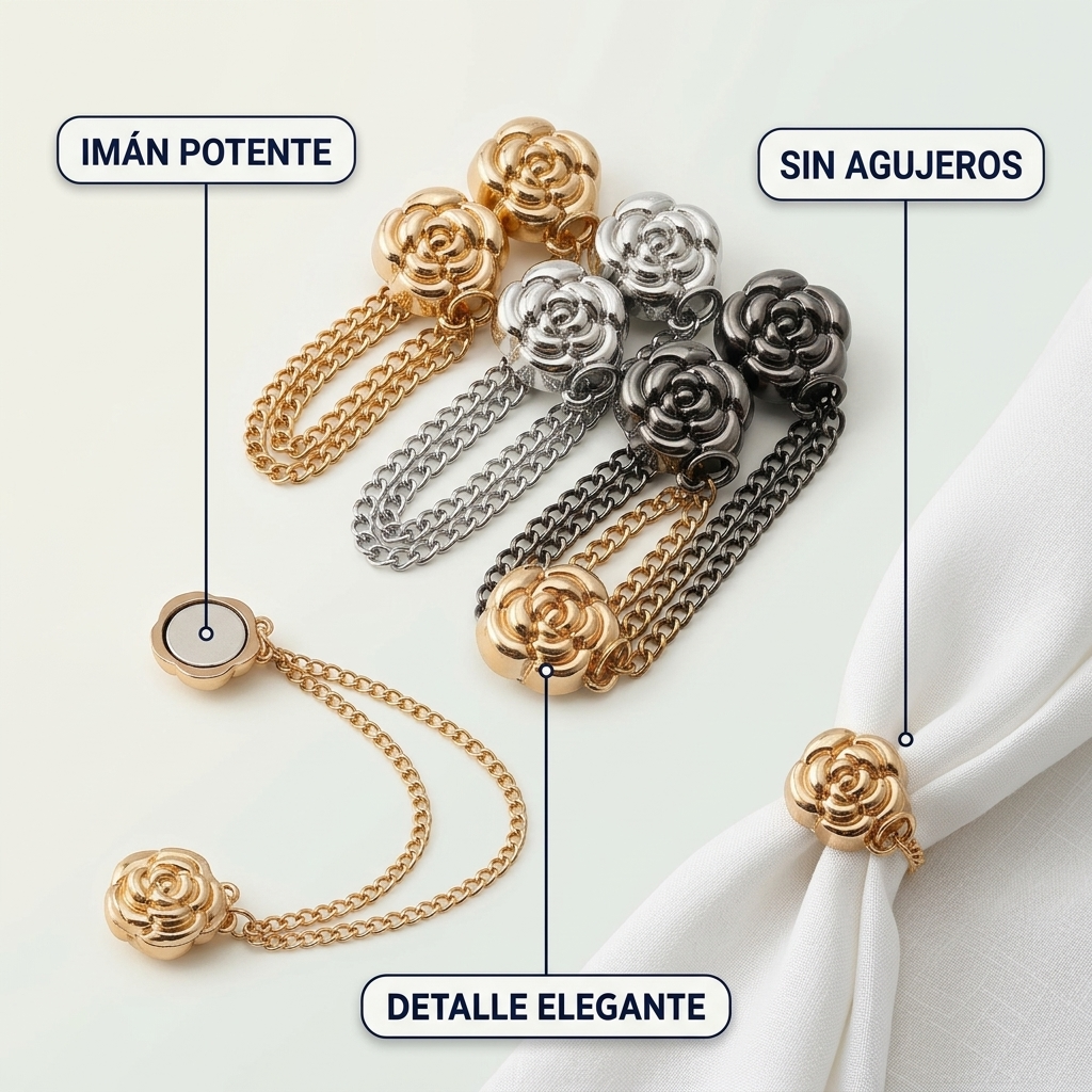 Pinzas Magnéticas Decorativas Flor de Camelia – Ajusta tu Look