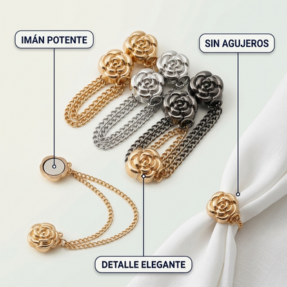 Pinzas Magnéticas Decorativas Flor de Camelia – Ajusta tu Look