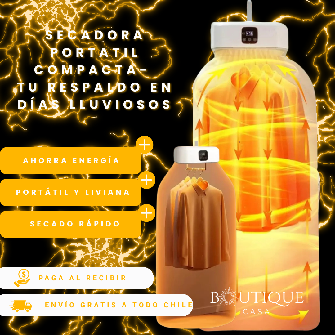 Secadora Portátil Compacta – Seca Ropa Rápido – Tu Respaldo en Días Lluviosos