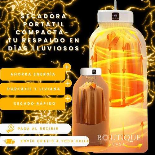 Secadora Portátil Compacta – Seca Ropa Rápido – Tu Respaldo en Días Lluviosos