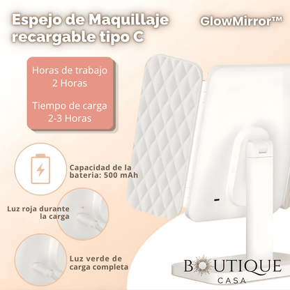 Espejo Tocador Plegable Luz LED | GlowMirror™