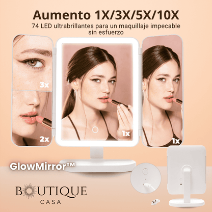 Espejo Tocador Plegable Luz LED | GlowMirror™
