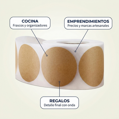 Pack 2 Mini Tijeras de Costura Forma Aguja + 2 Etiquetas Adhesivas Redondas Kraft