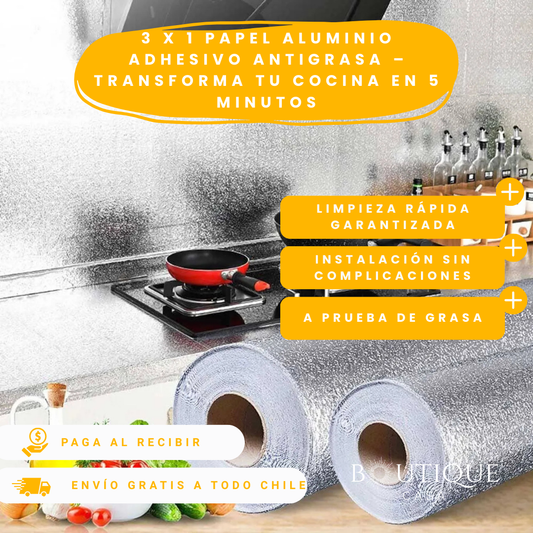 3 x 1 Papel Aluminio Adhesivo Antigrasa – 9M TOTAL