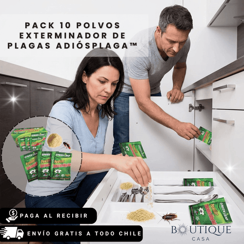 Pack 10 Polvos Exterminador de Plagas | AdiósPlaga™