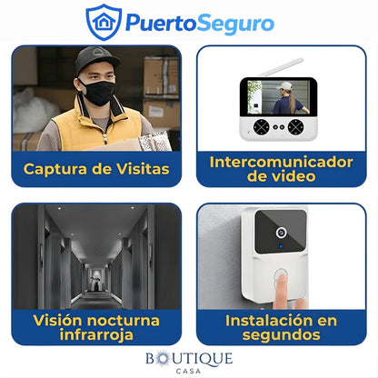 Videotimbre Inalámbrico Inteligente | PuertoSeguro™