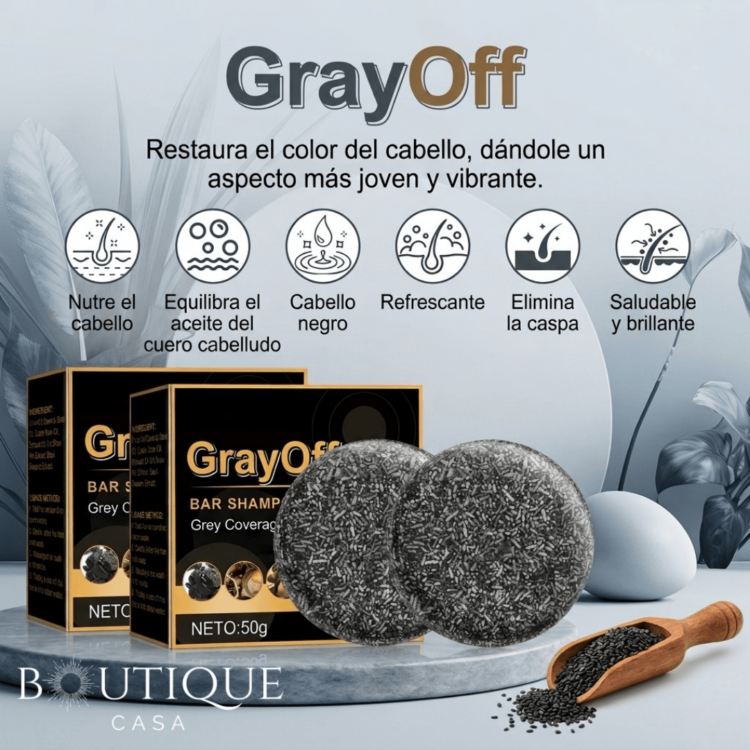 Shampoo oscurecedor de canas en barra | GrayOff™