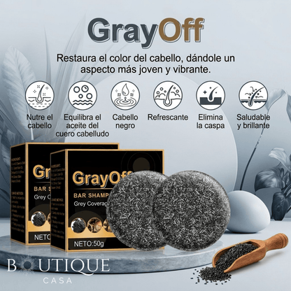 Shampoo oscurecedor de canas en barra | GrayOff™