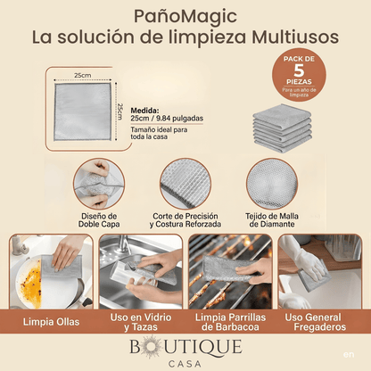 Pack de 5 paños metálicos multiuso | PañoMagic™