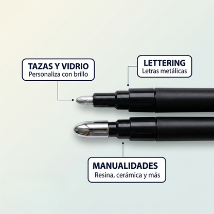 Marcadores Efecto Espejo Cromado – Personaliza Vidrio y Tazas