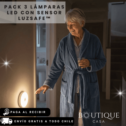 Pack 3 lámparas led con sensor | LuzSafe™