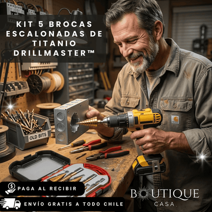 Kit 5 Brocas Escalonadas de Titanio | DrillMaster™