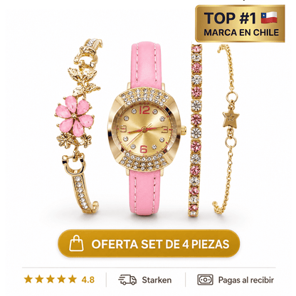 Set de Reloj y Pulseras para Mujer – Look Completo Elegante