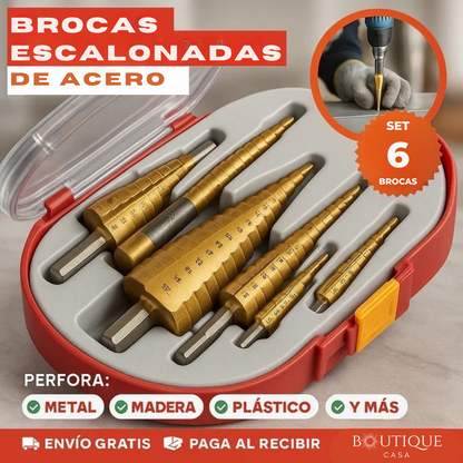 Set de 6 Brocas Escalonadas de Acero | MultiDrill Precision™