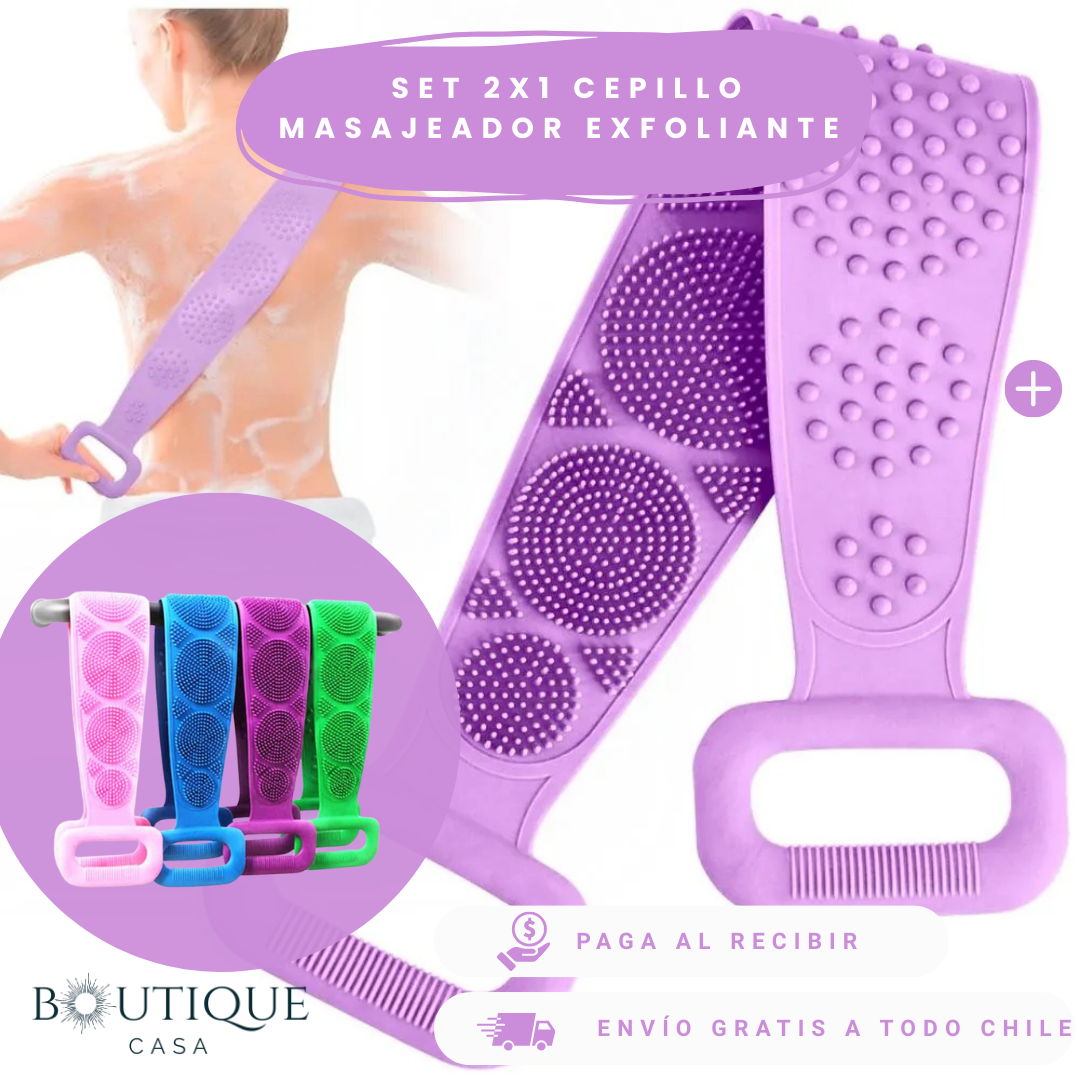 Set 2X1 Cepillo Masajeador Exfoliante