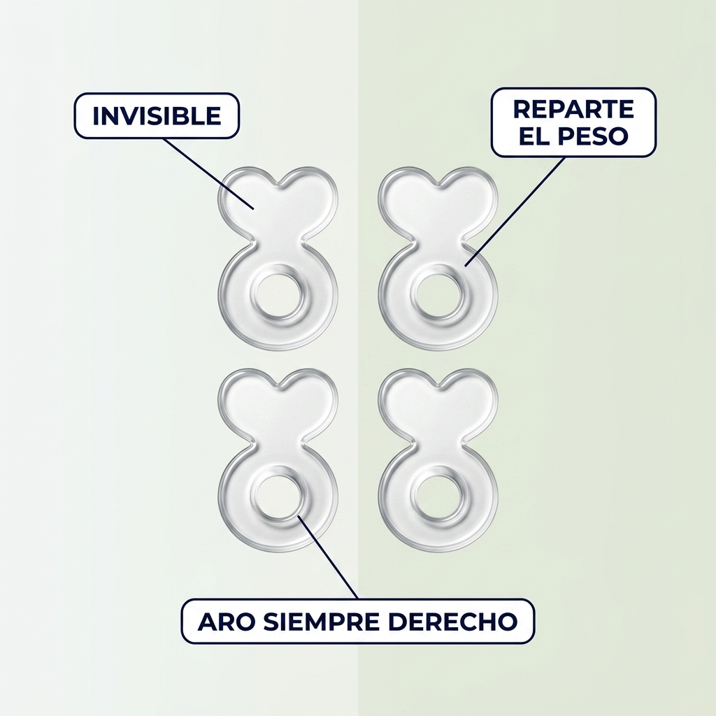 Soportes de Silicona para Aros Pesados – Invisibles y Cómodos