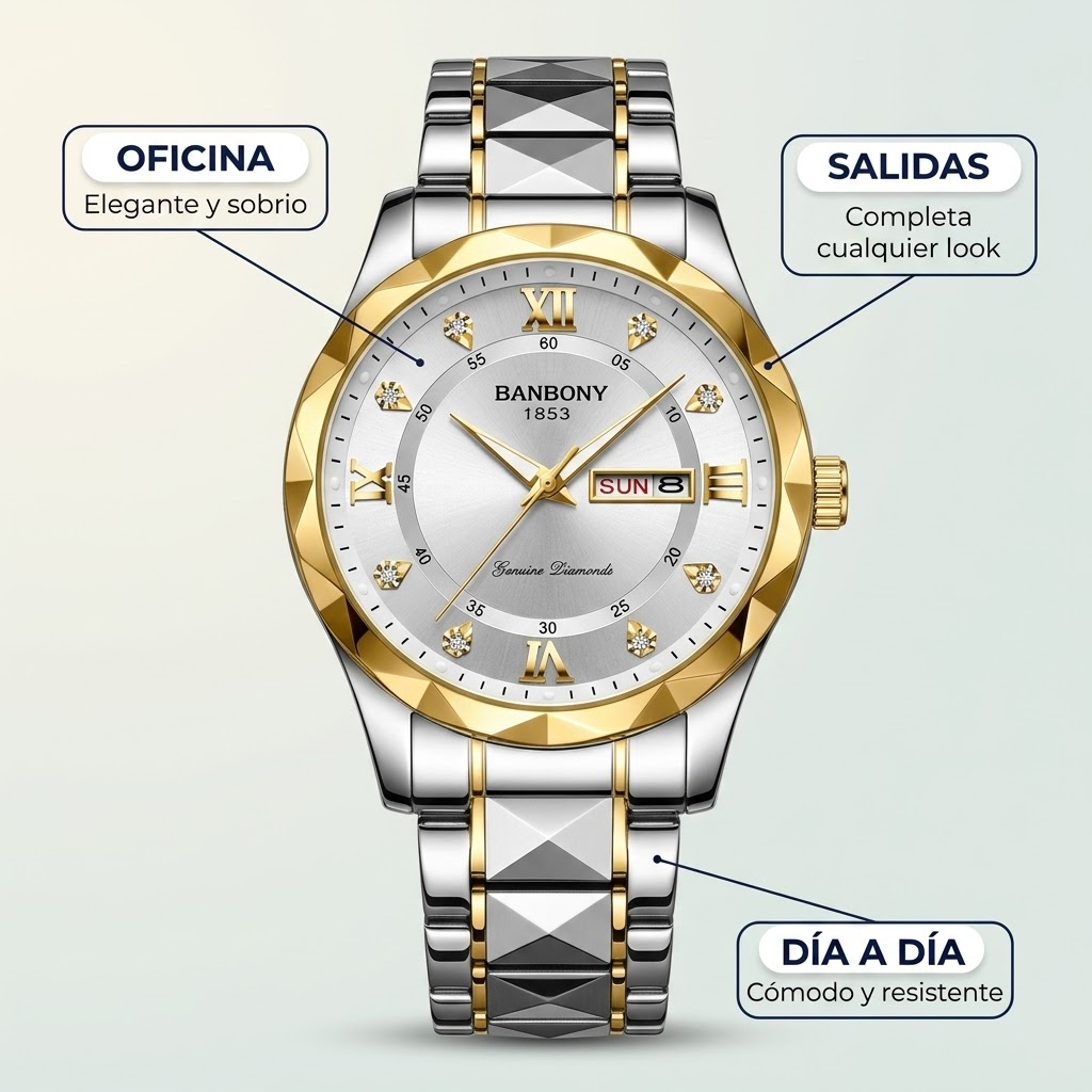 Reloj Hombre Acero Resistente al Agua – Elegante y Multifunción