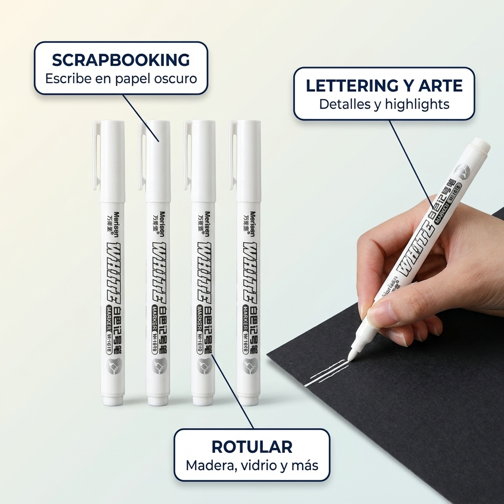 Marcadores de Tinta Blanca Permanente – Cubren Sobre Negro