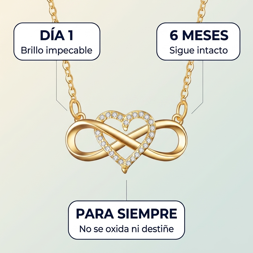 Collar Infinito Corazón Acero Inoxidable – Regalo con Amor